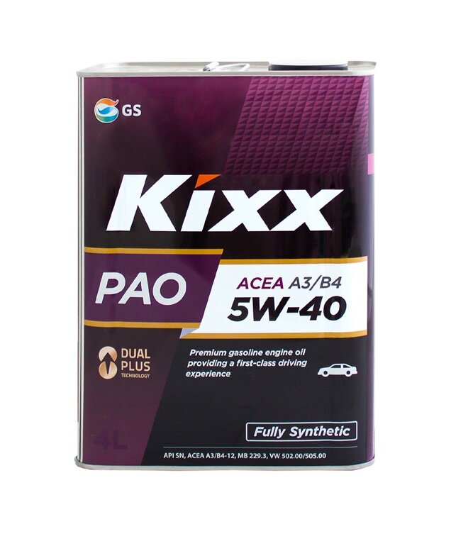 Масло моторное Kixx PAO 5w-40 API SNCF, ACEA A3B4 4л L211044TE1