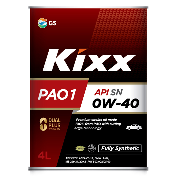 Масло моторное Kixx PAO 1 0w-40 API SN, ACEA A3B4C3 4л L208444TE1