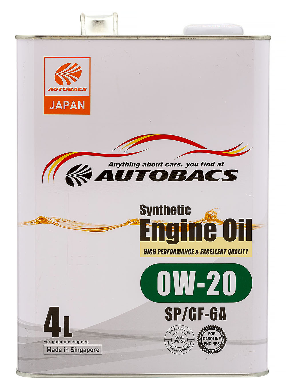 Масло моторное 0W-20 AUTOBACS ENGINE OIL SYNTHETIC API SP ILSAC GF-6 (4л х 6) A00032424