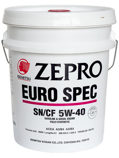 Моторное масло IDEMITSU ZEPRO EURO SPEC 5W-40 SNCF (20л) 1849-020