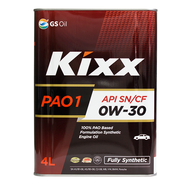Масло моторное Kixx PAO 1 0w-30 API SN, ACEA A5B5C2 4л L208144TE1