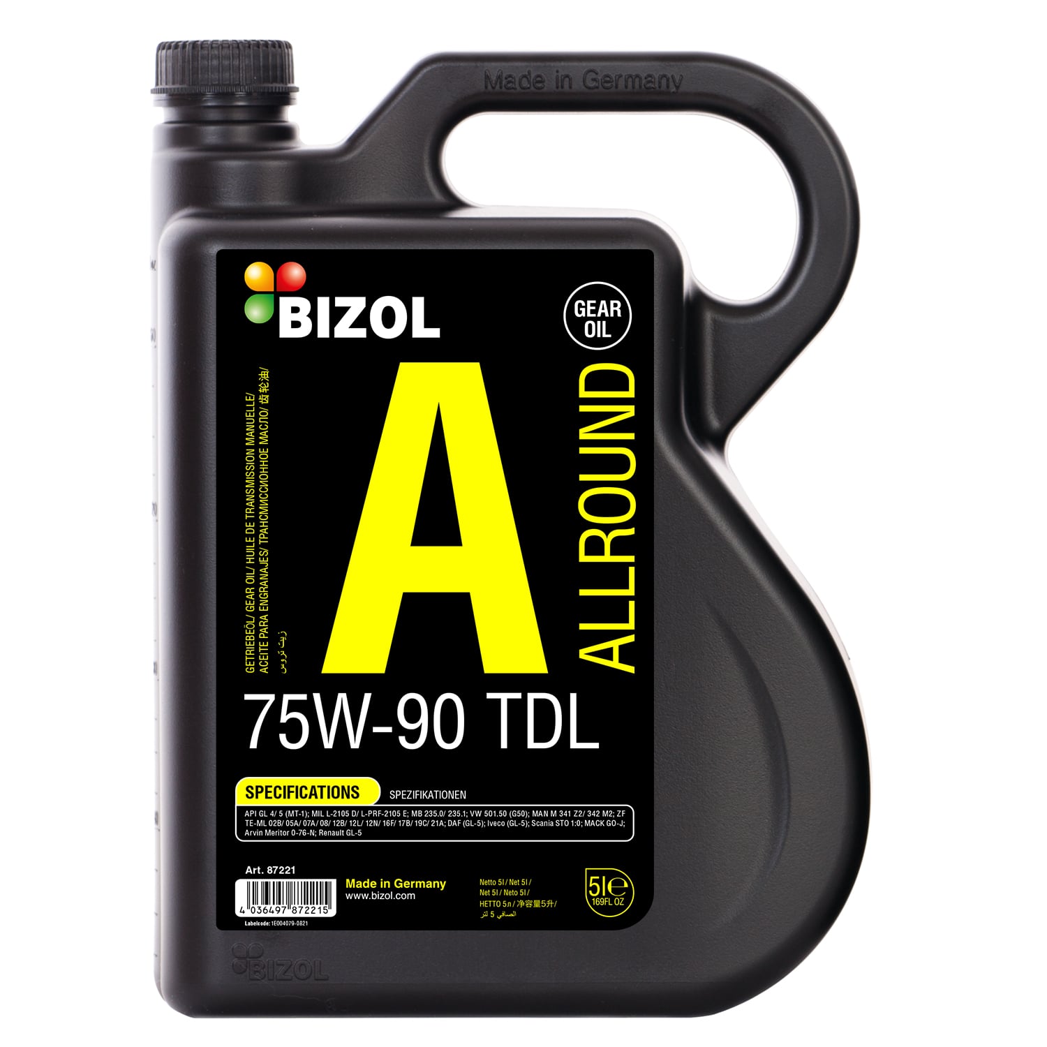 Масло трансмиссионное синтетическое Allround Gear Oil TDL 75W-90, 5л 87221