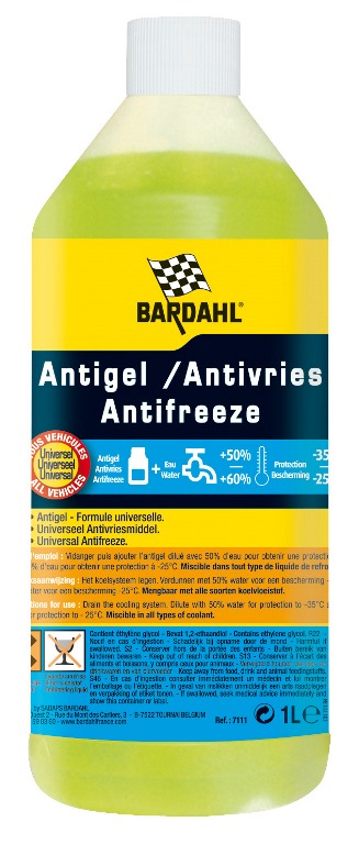 Антифриз-концентрат BARDAHL ENGINE ANTIFREEZE желтый 1л 7111