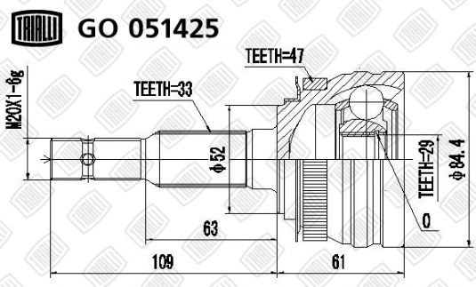 ШРУС наружный Daewoo (Lanos 1.6 16V/Espero 1.8, 2.0/Nubira) Nexia (95-) ABS